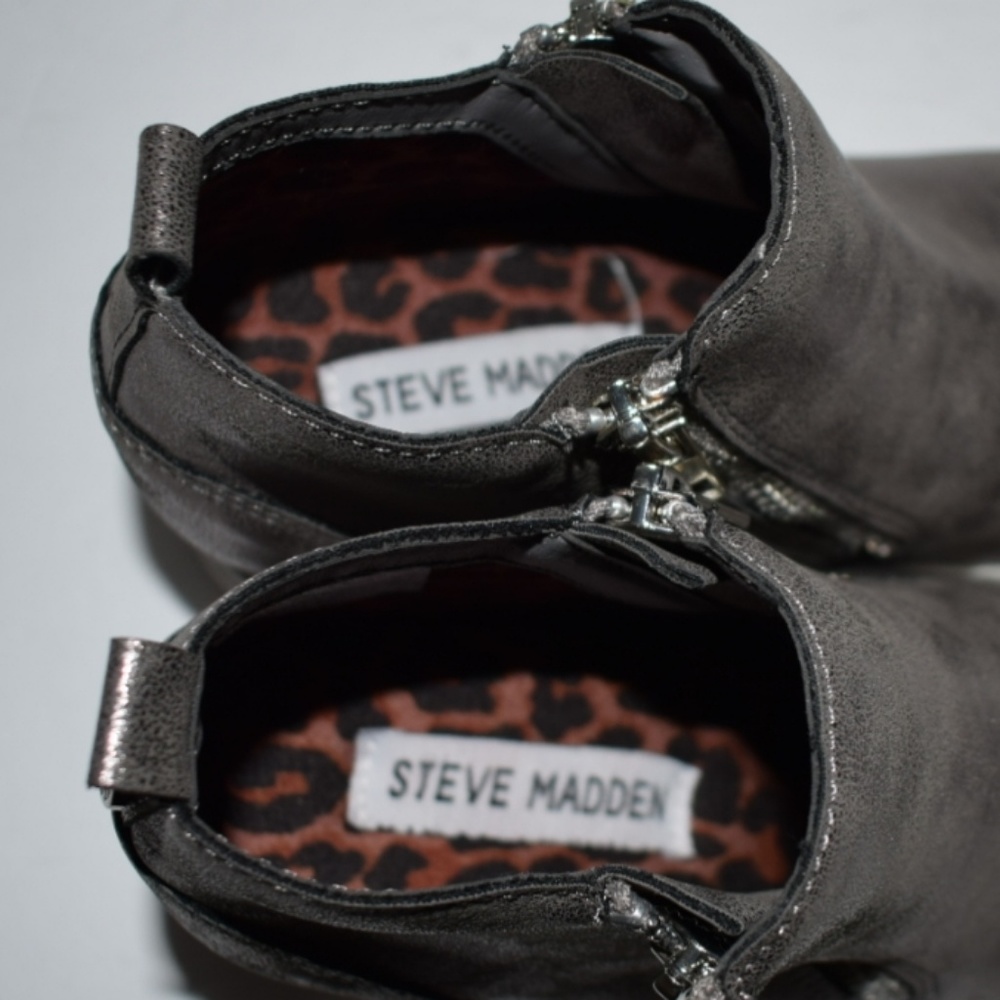 Steve Madden Metallic Pewter High-Top Wedge Sneakers with White Sole - Picture 5 of 16